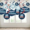 Big Dot of Happiness Boy 16th Birthday - Sweet Sixteen Birthday Party Hanging Decor - Party Decoration Swirls - Set of 40 - 3 of 4