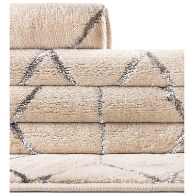 White Silver Trellis Glam Runner Rug 2' x 10'