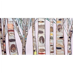 Oopsy Daisy's Birch Trees on Light Red Canvas Wall Art - Size 36x18 - 1 of 1