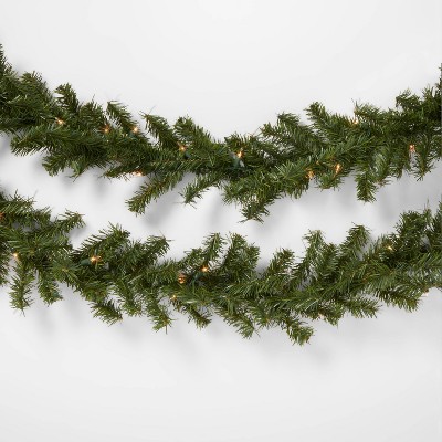 9' Pre-lit Artificial Pine Christmas Garland Clear Lights - Wondershop™