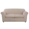 3pc Ultimate Stretch Leather Loveseat Slipcovers Pebbled Ivory - Sure Fit: Machine Washable, Indoor Use, 3 Piece Set - 2 of 4