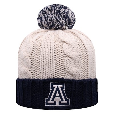 NCAA Arizona Wildcats Women's Natural Cable Knit Cuffed Beanie with Pom