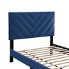 Royal Hampton Twin Bed, Tufted Navy Blue Velvet Upholstery, Chevron Stitch - 4 of 4