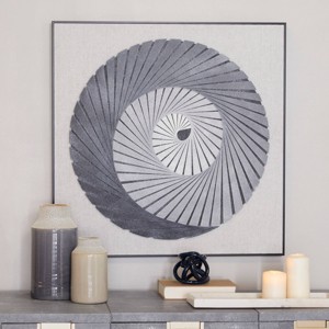 Wood Geometric 3D Spiral Shadow Box with Black Frame Gray - Olivia & May: Contemporary Wall Art Decor - 1 of 4