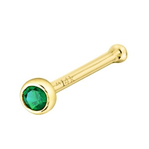 Jewelry Avalanche 22G 14K Gold Bezel-set Emerald Ball-end Nose Stud - 1 of 3