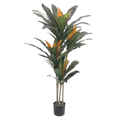Artificial Dracaena Plant – Tall Fake Floor Plant with White Planter, Artificial Yucca Tree for Home, Office, Living Room, Bedroom, Farmhouse