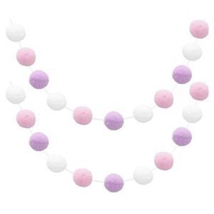 Unique Bargains Colorful Felt Ball Flexible Wear-resistant Pom Pom Garland 2 Pcs - 1 of 4