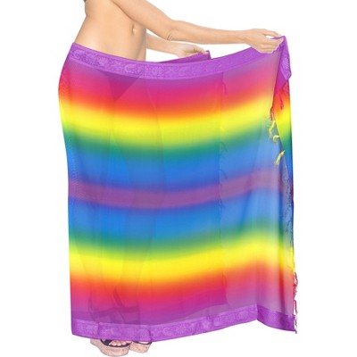 LA LEELA Women Summer Beach Wrap Sarong Cover Up Chiffon Long Swimsuit Wrap Skirts One Size Multicolored, Solid
