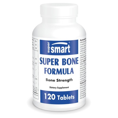 SuperSmart Super Bone Formula - with Calcium, Magnesium, Vitamin K2, D3 & Strontium Supplement | Non-GMO & Gluten Free - 120 Tablets