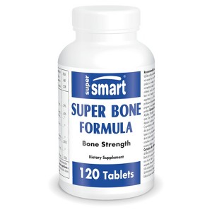 SuperSmart Super Bone Formula - with Calcium, Magnesium, Vitamin K2, D3 & Strontium Supplement | Non-GMO & Gluten Free - 120 Tablets - 1 of 1