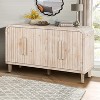 59''W Farmhouse Curved Vintage Sideboard with Large Wooden Handles, Vertical Wood Grain Carving and Adjustable Shelves - ModernLuxe - 3 of 4