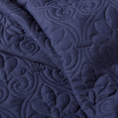 Navy Microfiber Queen Bedspread Set with Shams