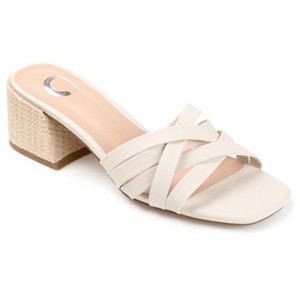 Journee Collection Womens Moree Open Square Toe Block Heel Sandals Ivory 9 - 1 of 4