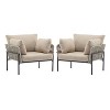 36"W Patio Accent Chair Lounge Chair Arm Chair with Cushions, Pillows and Stylish Rope-Weave Design, Iron, Beige+Grey/Natural-ModernLuxe - 4 of 4