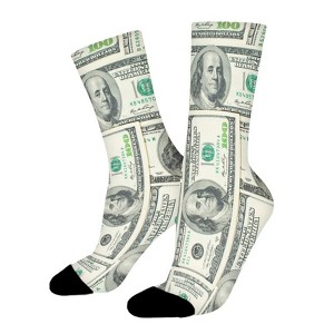 Dollars Cash Women Printed Crew Socks Funny Funky Socks Soft Polyester Novelty Gifts for Artists Men - 1 of 1