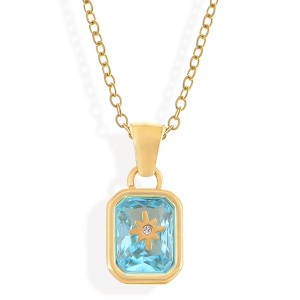 Anna-Kaci Gold Tone Pendant Necklace with Rectangular Crystal and Starburst Accent - 1 of 4