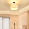 PAKOKULA 3-Light Black Drum Dimmable Semi-Flush Mount Ceiling Light with White Fabric Shade - 2 of 4