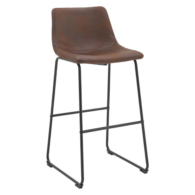 Barton 2-Pieces Bar Stools Myrick Back 30" Kitchen Counter Height, Rustic Brown, 2 of 5