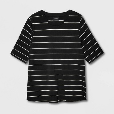 women's plus size black and white striped shirt