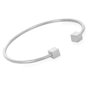 West Coast Jewelry Women's Polished Cube Ends Steel Cuff Bracelet - 1 of 4