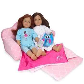 Sophia’s 2-in-1 Plush Pull-Out Sofa Bed for Two 18'' Dolls, Pink