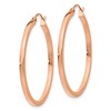 Black Bow Jewelry 2mm x 35mm Polished 14k Rose Gold Square Tube Round Hoop Earrings - 2 of 4