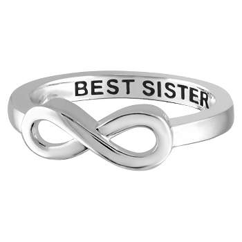 Women's Sterling Silver Elegantly Engraved Infinity Ring with "BEST SISTER"