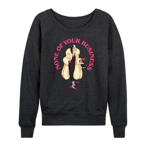 Women's - Disney Villains - None Of Ur Business Lightweight French Terry Wide Neck Long Sleeve Shirt - 1 of 4