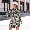 Women's Black & White Floral Blouson Sleeve Mini Dress - Cupshe - 4 of 4