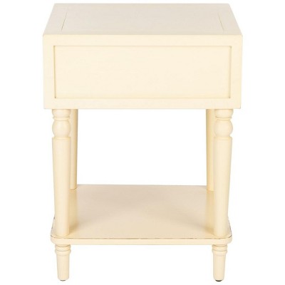 Vanilla White Poplar Wood End Table with Storage