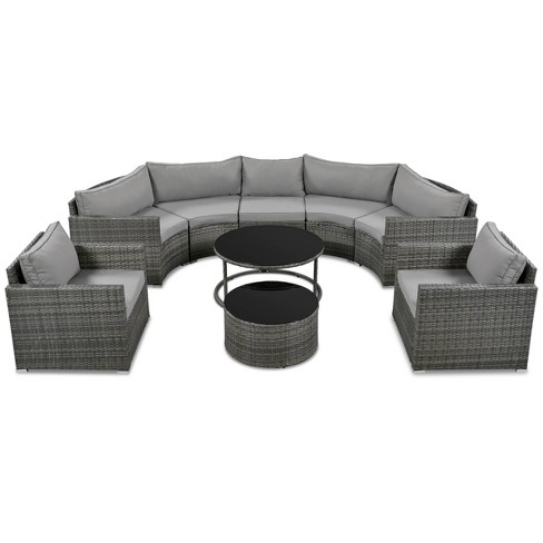 Nestfair 9pc Wicker Patio Conversation Sofa Set with Cushions and Coffee Table - image 1 of 4