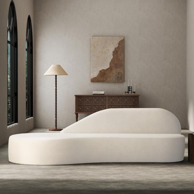 Aukfa Curved Sofa Couch, Cream Couch, Comfy Luxury Sofa, Plush Couches, Minimalist Style Modern Large Loveseat for Living Room Apartment, Beige