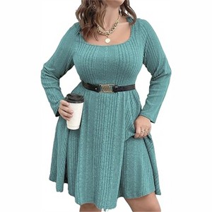 Womens Plus Size A Line Wrap Sweater Dress Sweater Dress - 1 of 4