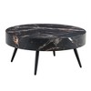 NicBex 31.5" Round Coffee Table with Marble Pattern MDF Top & Black Metal Legs,Adjustable Feet Coffee Table,Sturdy Center Table for Living Room - 2 of 4