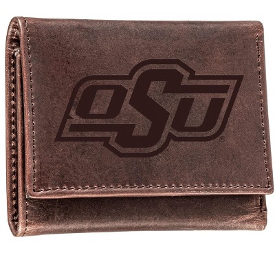 Evergreen NCAA Oklahoma State Cowboys Brown Leather Trifold Wallet Officially Licensed with Gift Box