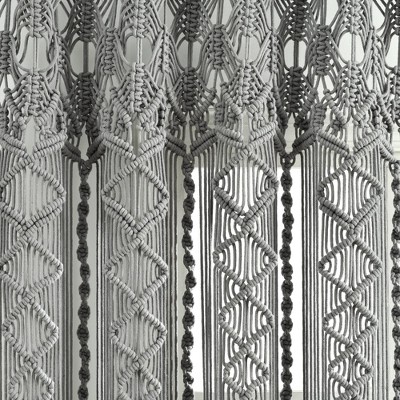 Hand-Knotted Bohemian Gray Cotton Macrame Curtain Panel - 84"x40"