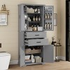 Rbied 30 in. W x 15.75 in. D x 72.5 in. H Wood Linen Cabinet Storage Cabinet W/ Adjustable Shelves, 2 Drawers - 2 of 4
