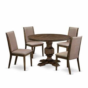 HomeStock 3-Piece Distressed Jacobean Finish Solid Wood Top Dining Table with 2 Chairs - 1 of 4