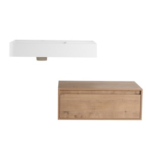 ChicFurnit Bathroom Storage Cabinets Floating Vanity With Resin Sink Soft Close Drawer And Modern Storage For Homes, Beige, 29.5"*18.1"*15.8" - 1 of 4