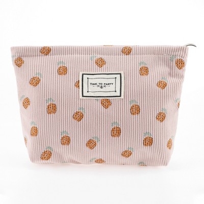 Unique Bargains Women Durable Drawstring Pineapple Cosmetic Bag Pink 1 Pc