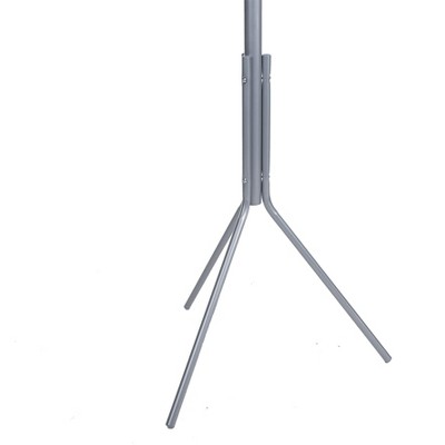 Silver Metal Floor-Standing Coat Rack with Umbrella Stand