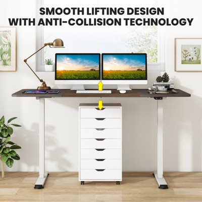 Gray Adjustable Height Electric Standing Desk with Metal Frame