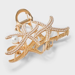 Pearled Starfish Claw Hair Clip - A New Day™ Gold - 1 of 2