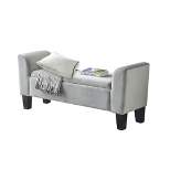 Simple Relax Bedroom Velvet Bench with Storage in Gray