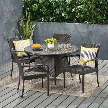 Pala 5pc Wicker Contemporary Dining Set MultiBrown - Christopher Knight Home