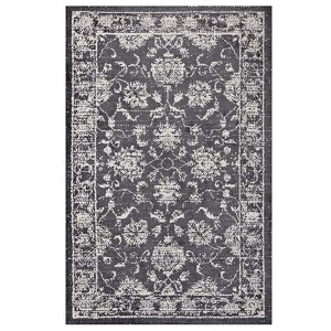 Modway Kazia 5x8 Area Rug – Distressed Floral Lattice Design in Beige and Gray, Soft Low Pile Carpet for Living Room or Bedroom - 1 of 4