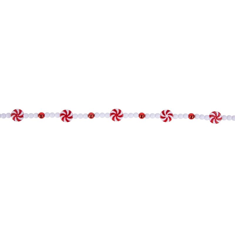 Northlight 9' Red and White Peppermint Candy Beaded Christmas Garland, Unlit, 5 of 7