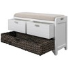 Storage Bench With Removable Basket 2 Drawers, Fully Assembled Shoe Bench With Removable Cushion, Storage Bench - 3 of 4