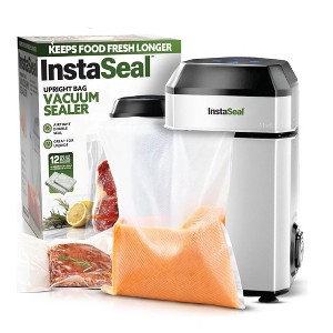 InstaSeal Vacuum Sealer Food Saver Bag Sealer Machine Upright Suction Base With 12 Food Safe Storage Bags - 1 of 4