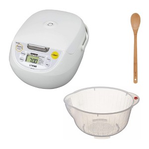 Tiger JBV-S18U 10-Cup 4-in-1 Rice Cooker (White) with Washing Bowl and Spoon - 1 of 4